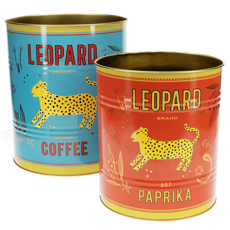 Heliotique | Large Leopard Retro Storage Tins (Set of 2)