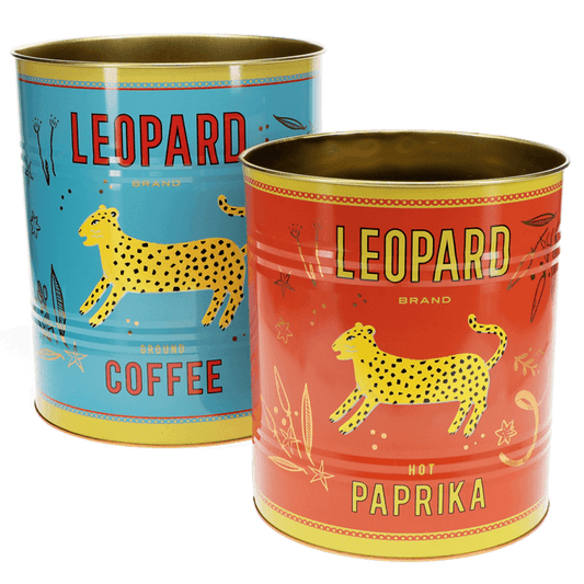 Heliotique | Large Leopard Retro Storage Tins (Set of 2)