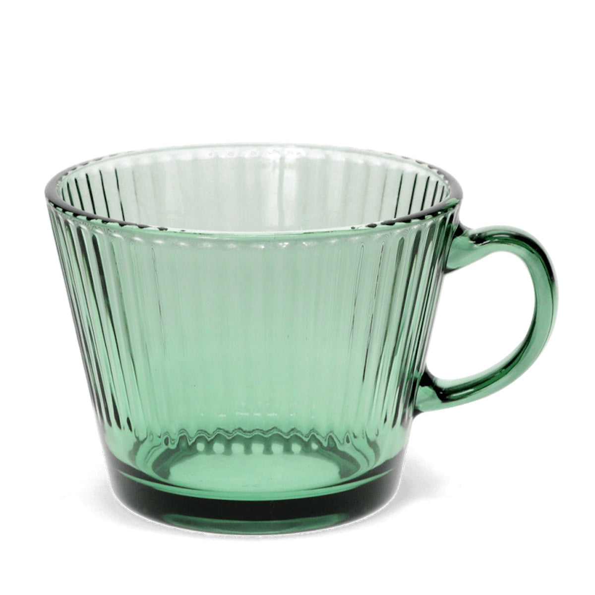 Heliotique Retro Ribbed Glass Mug - Green