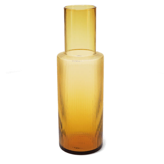 Heliotique | Rex London Retro Ribbed Glass Carafe - Amber