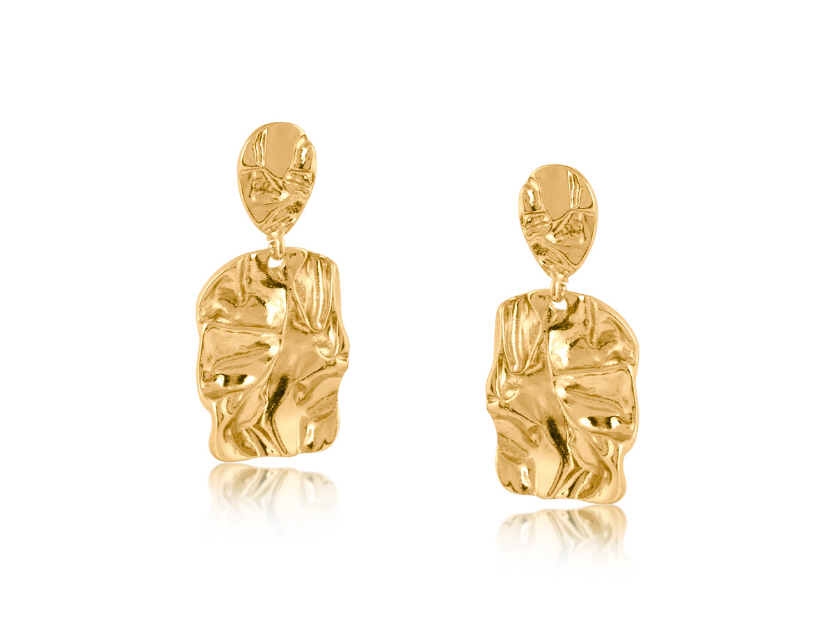 Heliotique | Big Metal London Penelope Crushed Metal Earrings - Gold