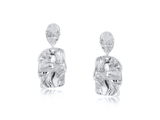 Heliotique | Big Metal London Penelope Crushed Metal Earrings - Silver