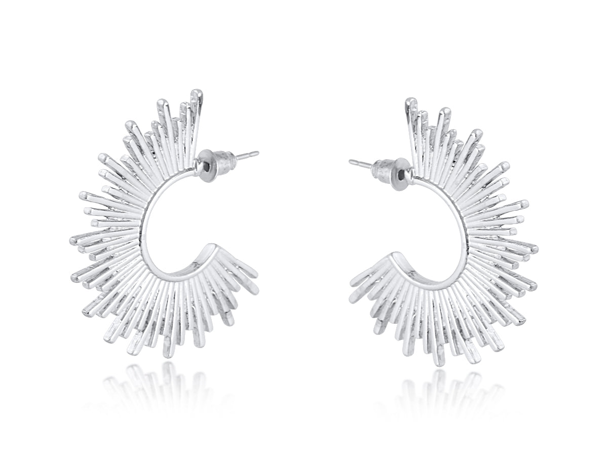 Heliotique | Big Metal London Amanda Sunburst Earrings - Silver