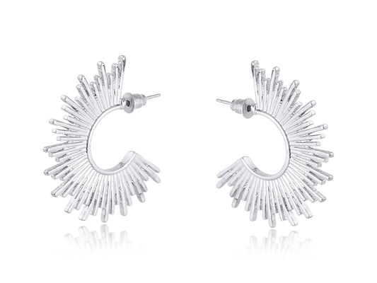 Heliotique | Big Metal London Amanda Sunburst Earrings - Silver