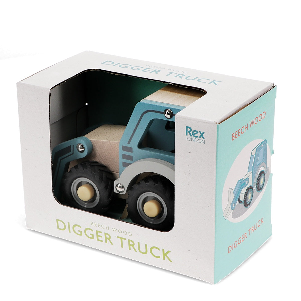 Heliotique | Rex London Wooden Push Along Vehicle Toy - Digger Truck