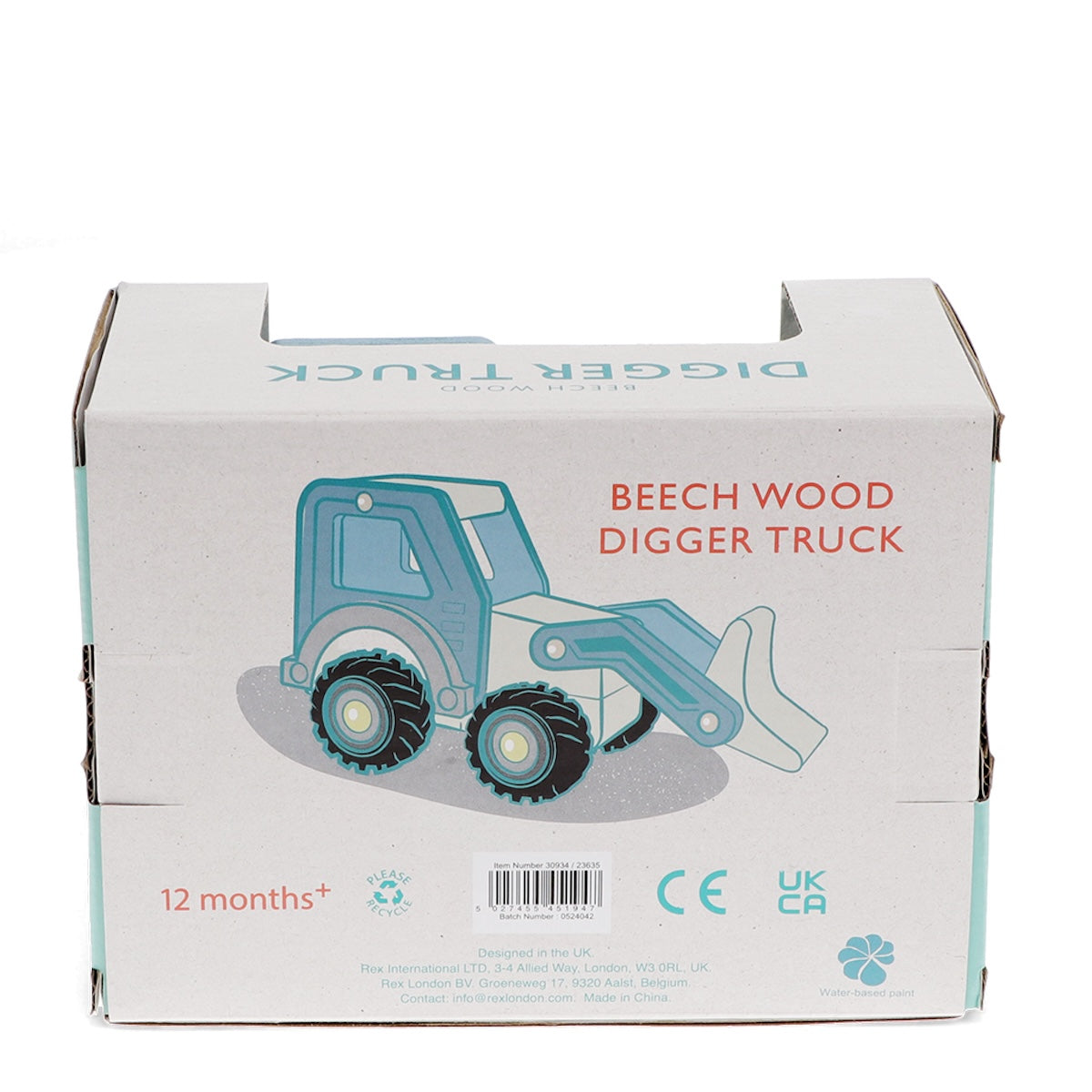 Heliotique | Rex London Wooden Push Along Vehicle Toy - Digger Truck