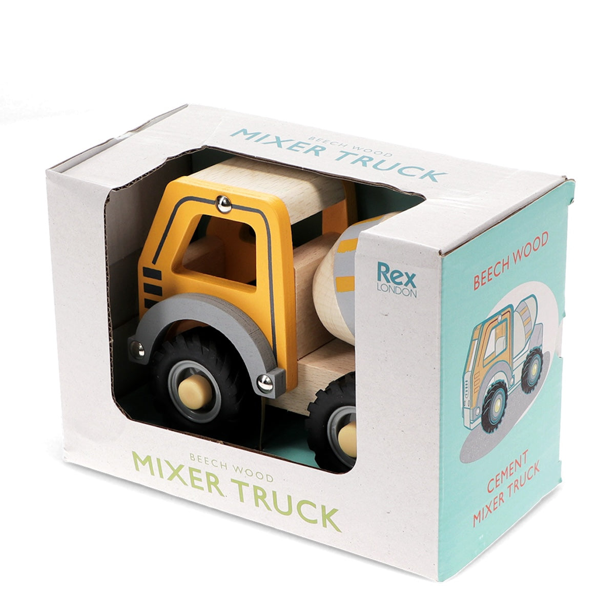 Heliotique | Wooden Push Along Vehicle Toy - Cement Mixer (Yellow)