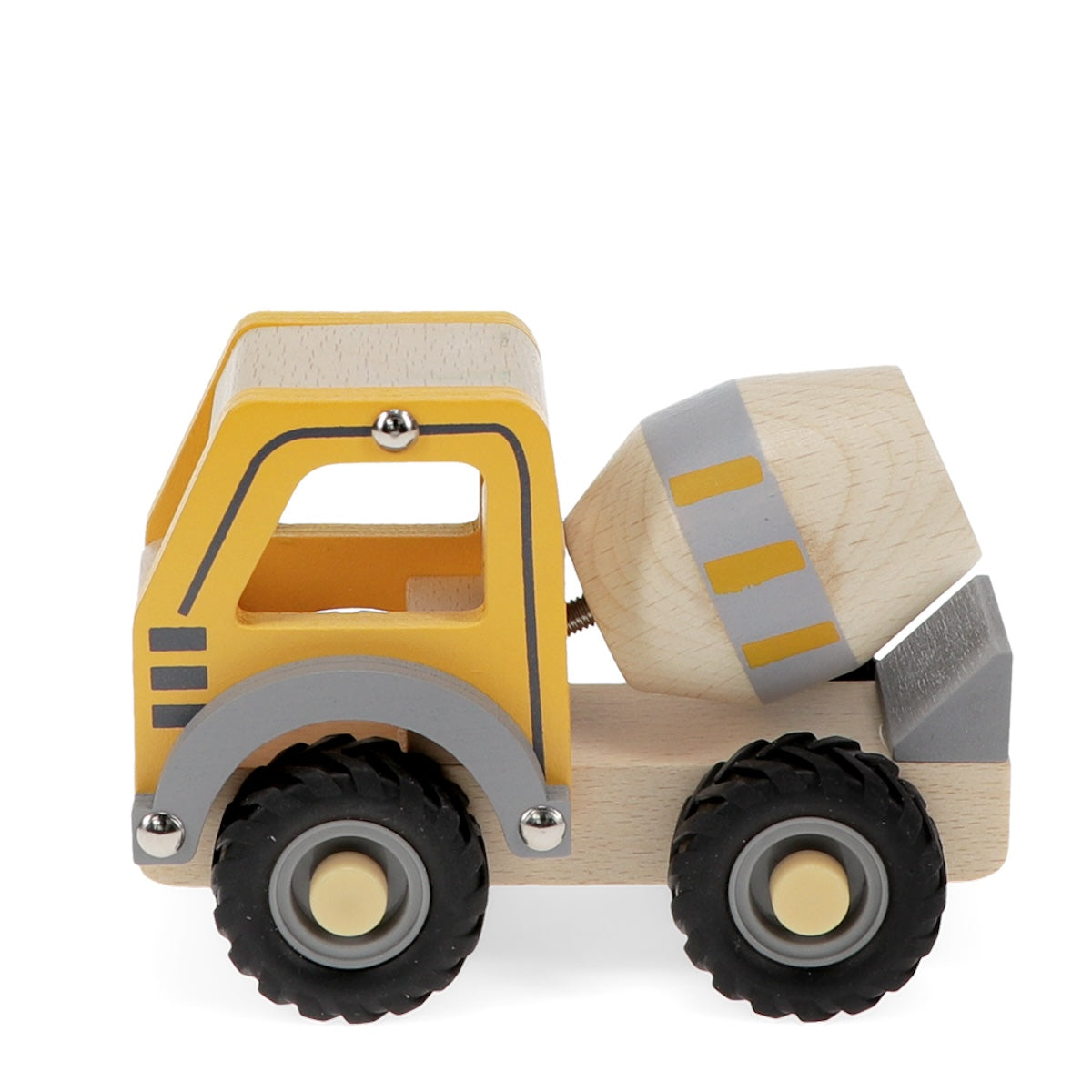 Heliotique | Wooden Push Along Vehicle Toy - Cement Mixer (Yellow)