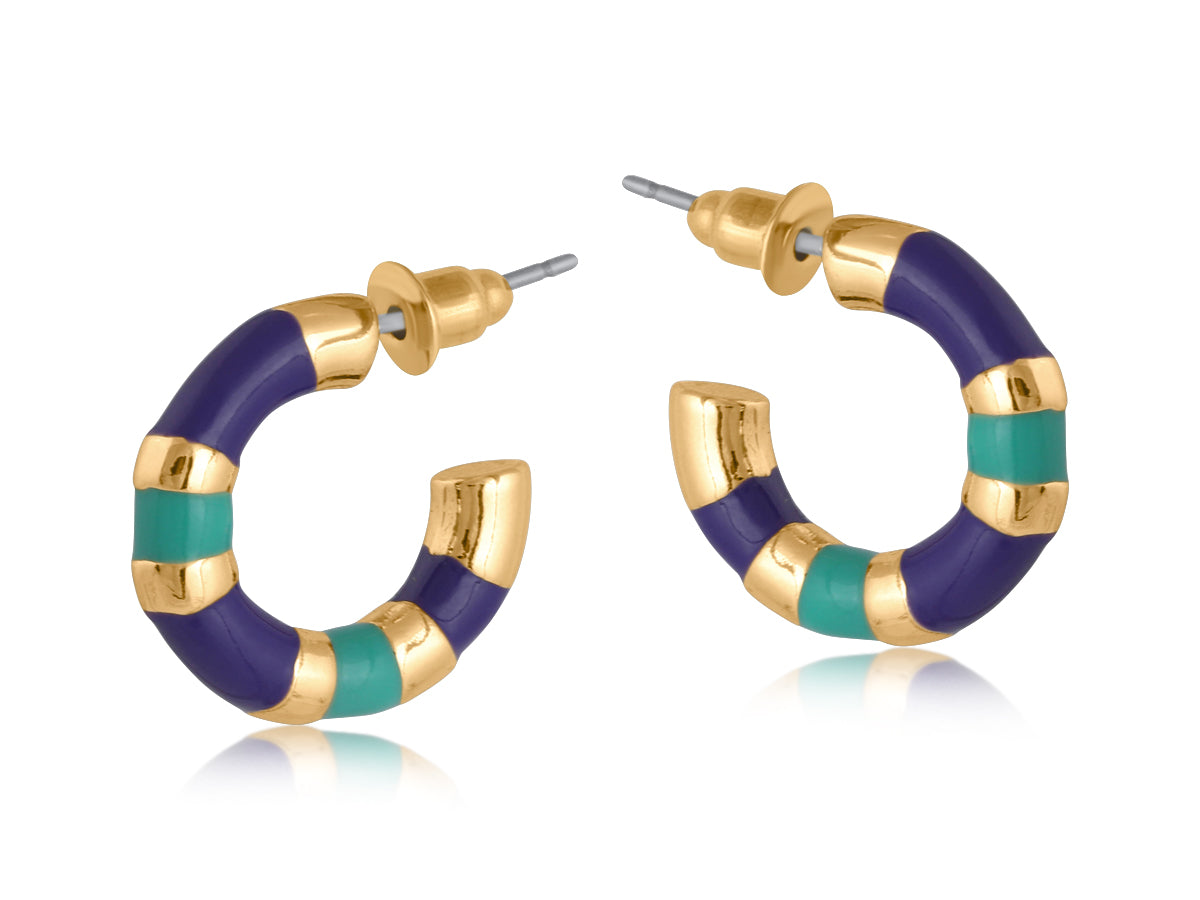 Heliotique | Big Metal London Malina Blue Enamelled Earrings