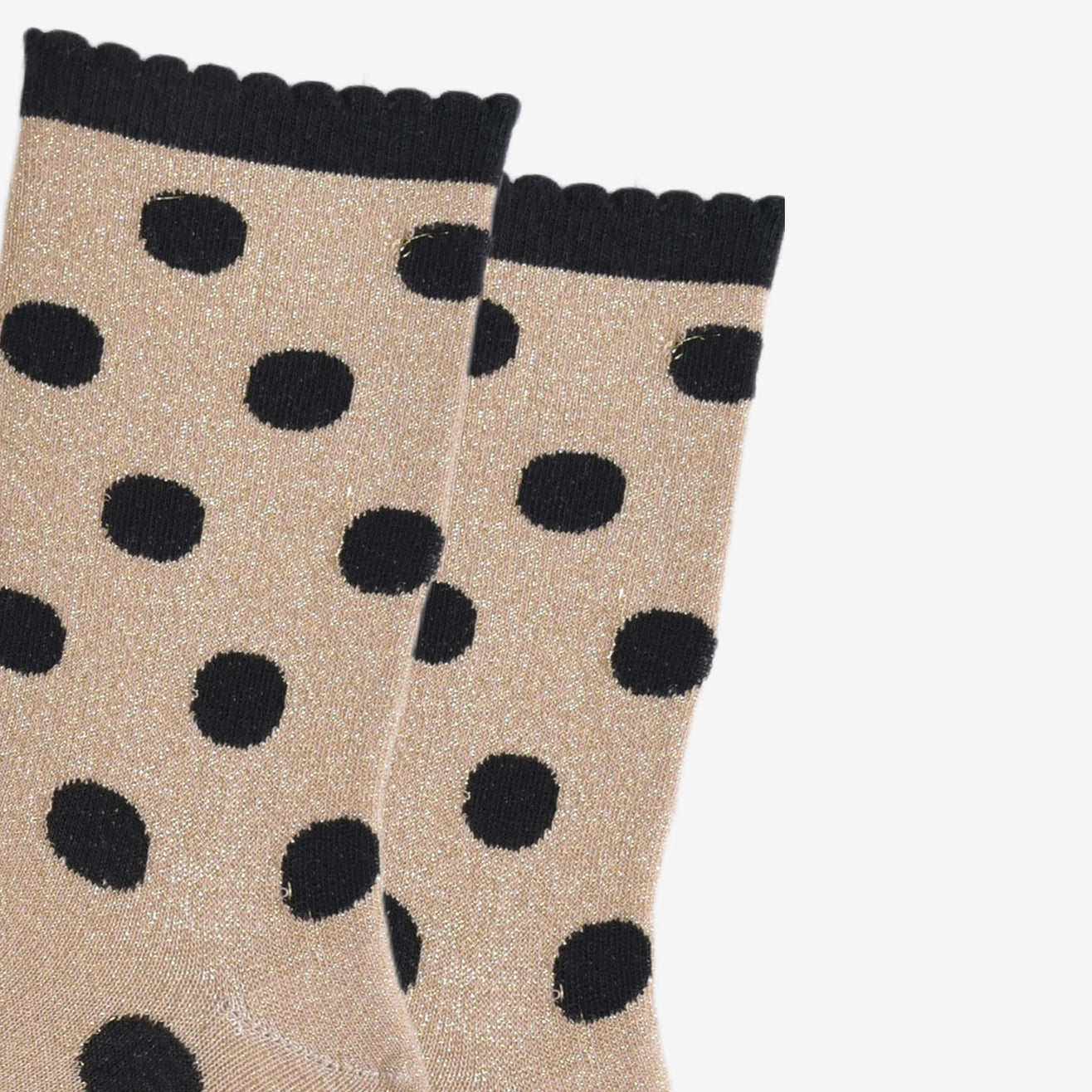 Heliotique Polka Dot Glitter Socks - Beige / Black