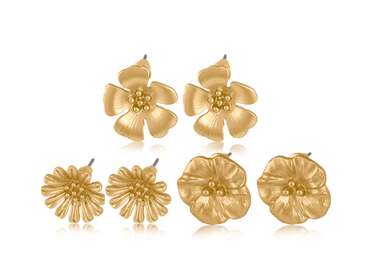 Heliotique | Big Metal London Multi Pack Of Flower Stud Earrings