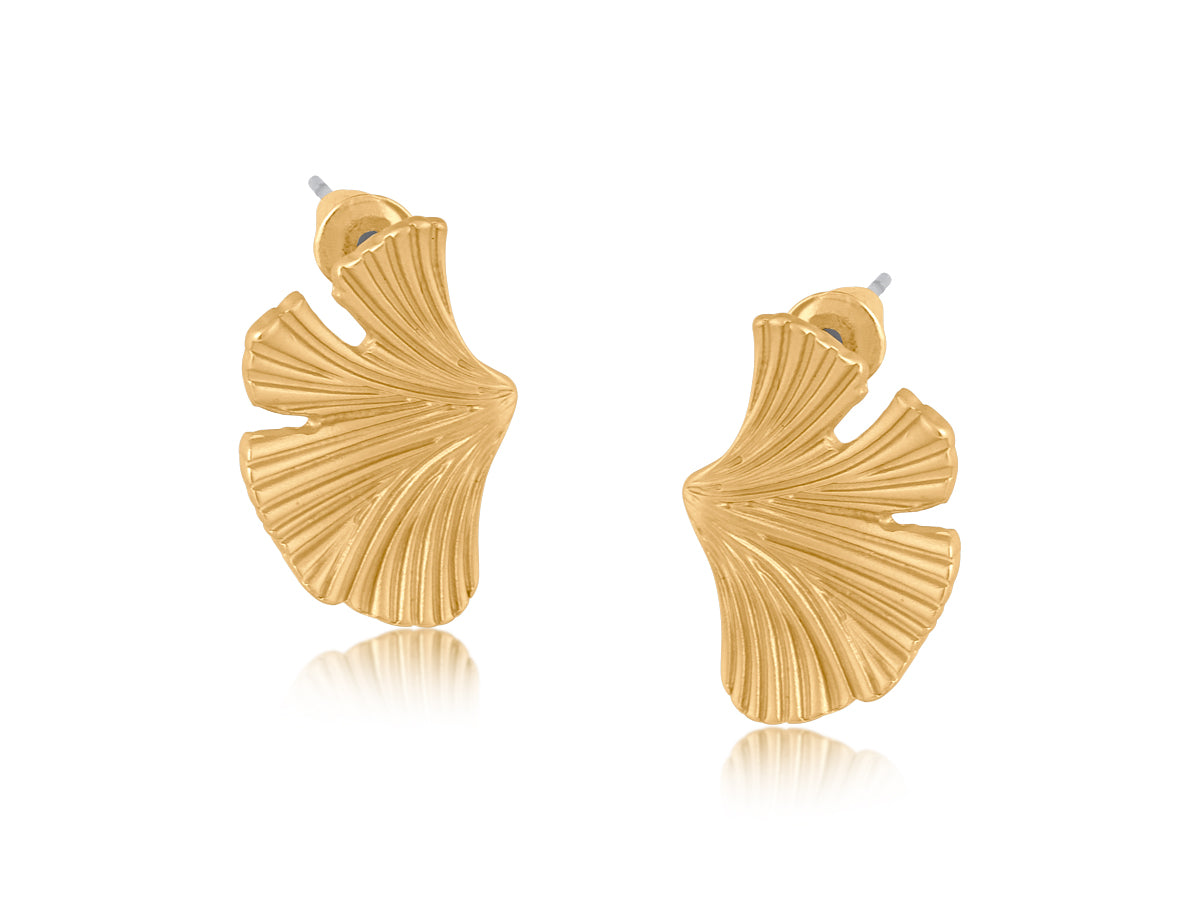 Heliotique | Big Metal London Julia Gingko Stud Earrings - Gold