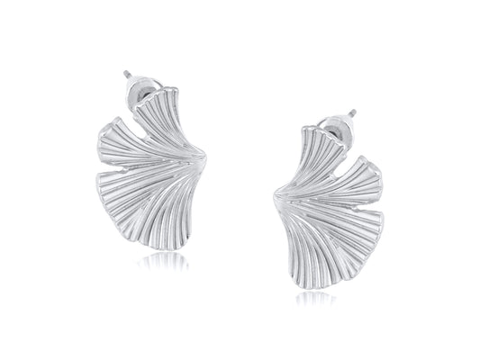 Heliotique | Big Metal London Julia Gingko Stud Earrings - Silver