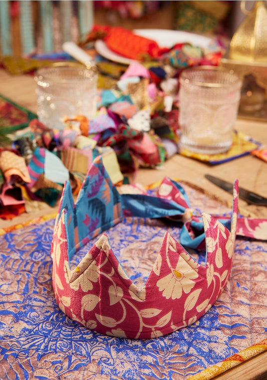 Heliotique Recycled Sari Christmas Crown Hat