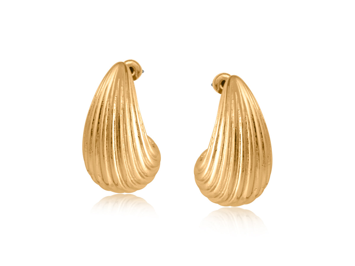 Heliotique | Big Metal London Anastasia Ripple Stud Earrings - Gold