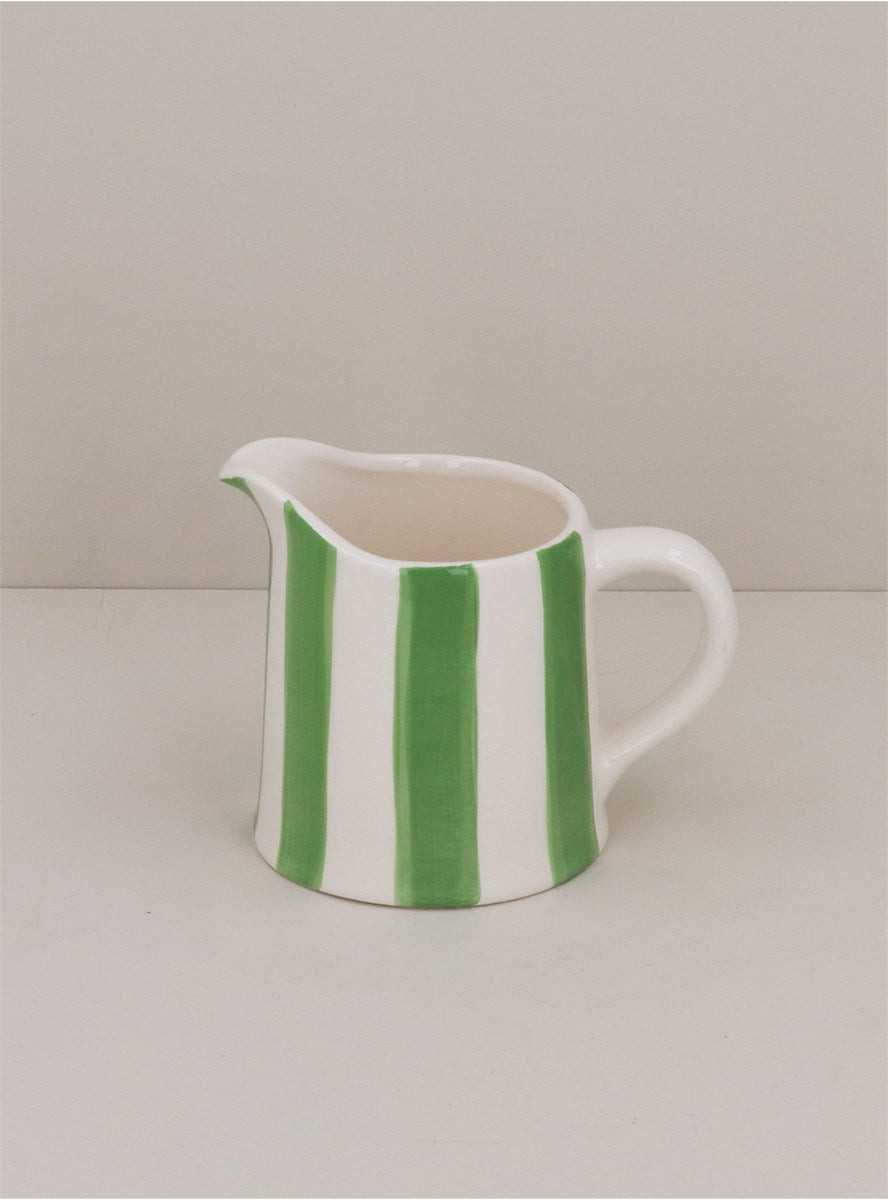Heliotique | Gisela Graham Stoneware Creamer Jug - Green Stripe