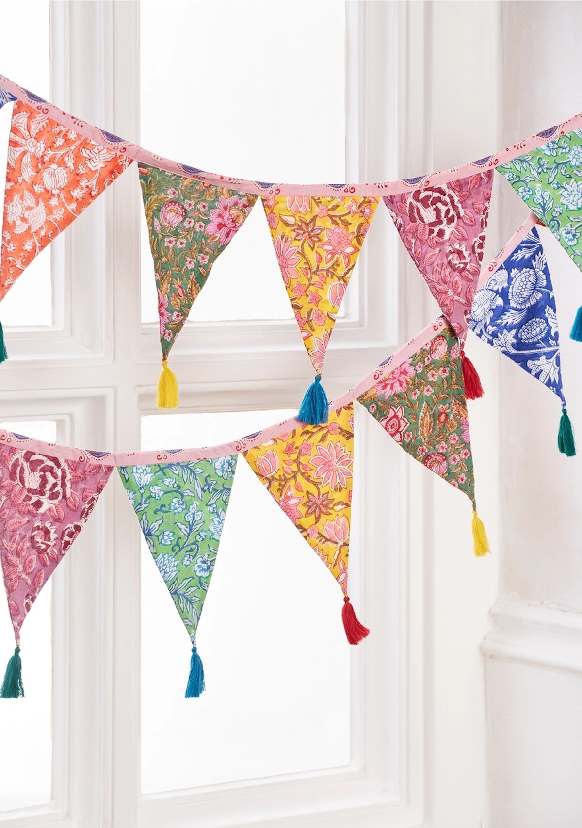 Heliotique Block Print Bunting with Tassels