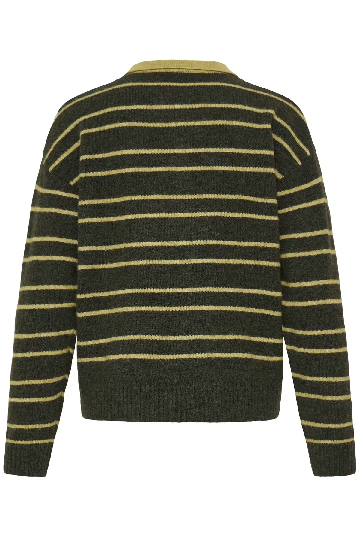 Sage Collared Stripe Jumper - Rosin & Leek Green