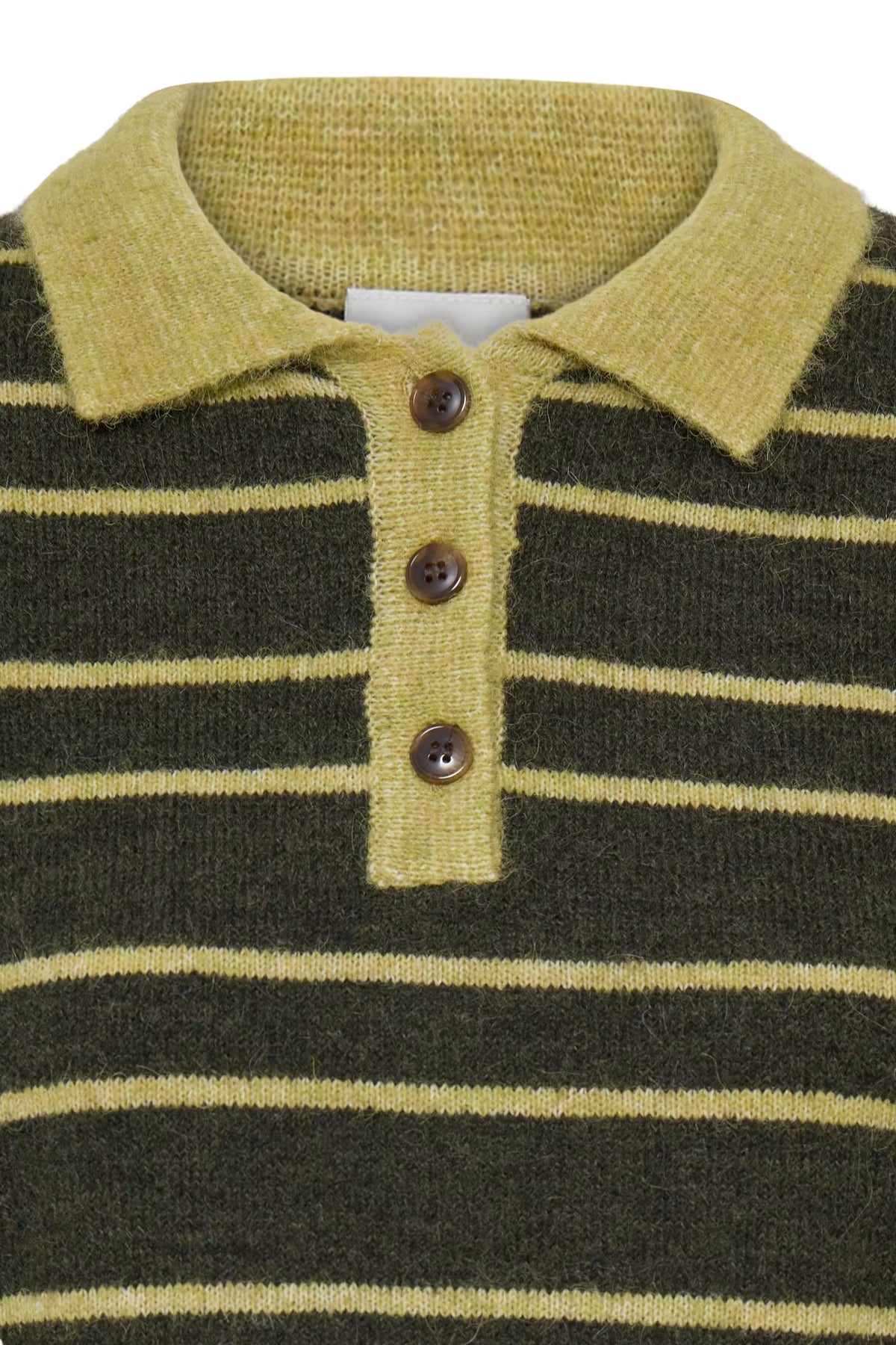 Sage Collared Stripe Jumper - Rosin & Leek Green