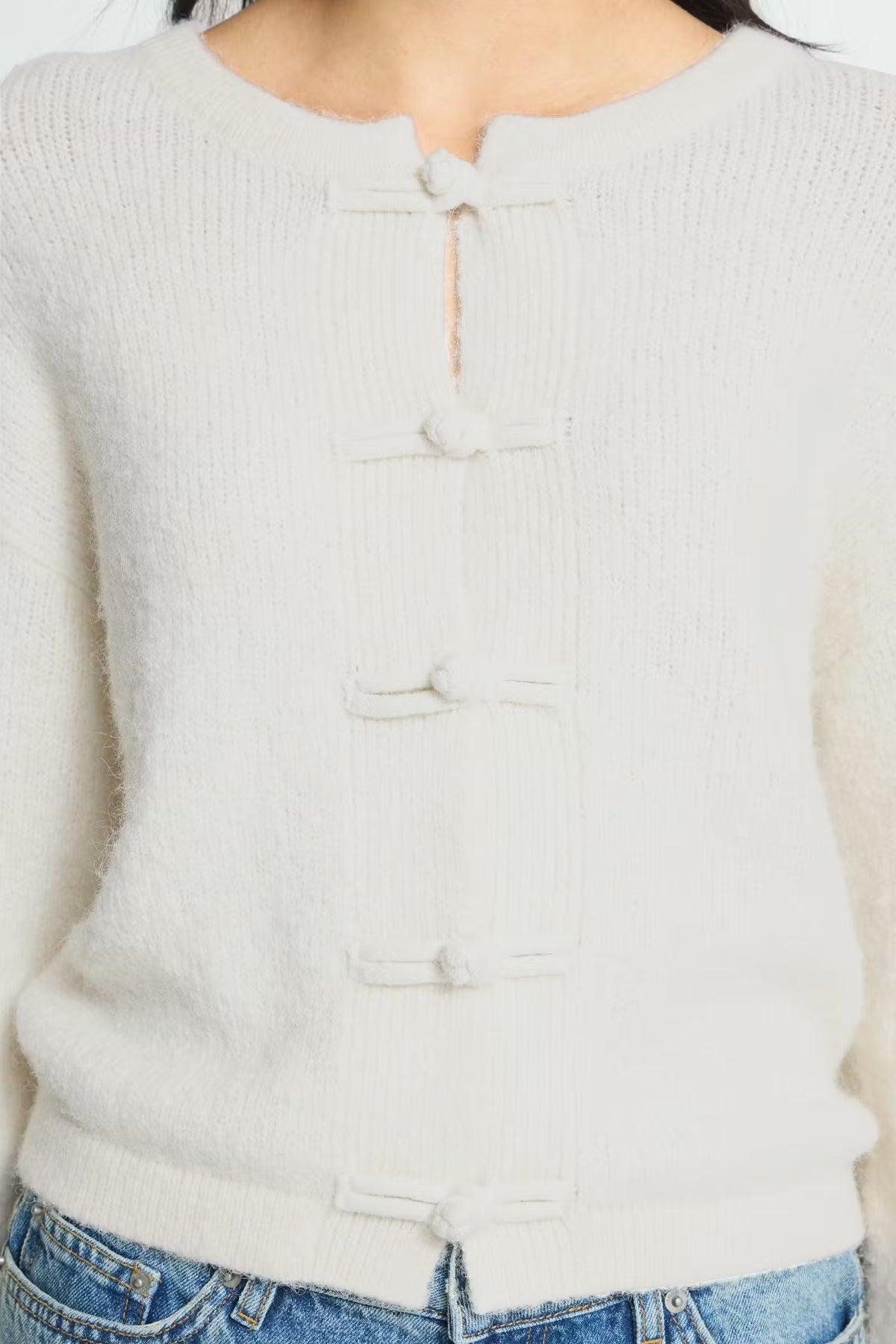 Andora Button Cardigan - Birch White