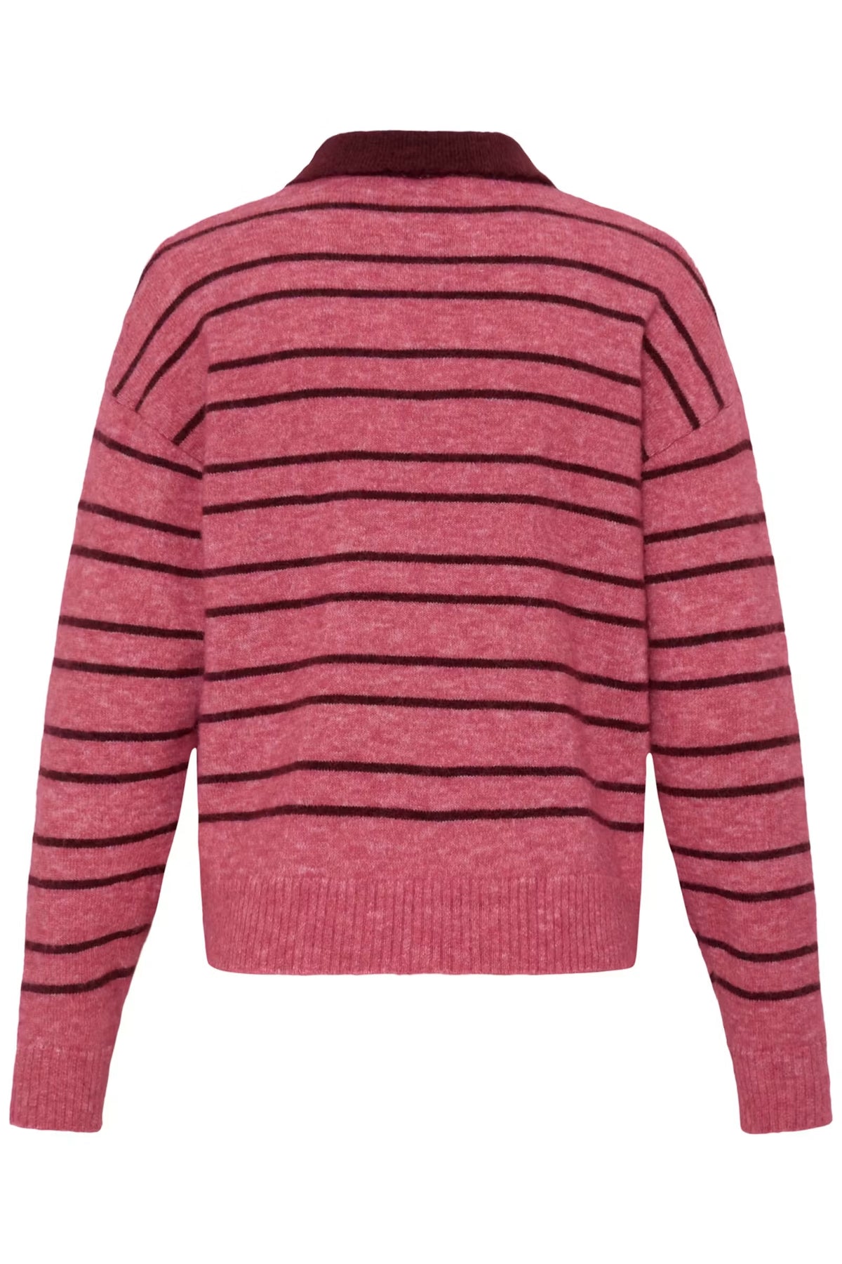 Sage Collared Stripe Jumper - Pink & Maroon