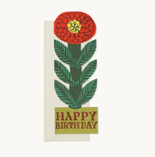 Heliotique Red Flower Birthday Card