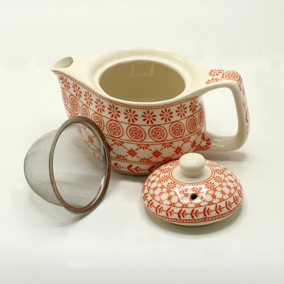 Small Retro Herbal Teapot - Orange Mosaic