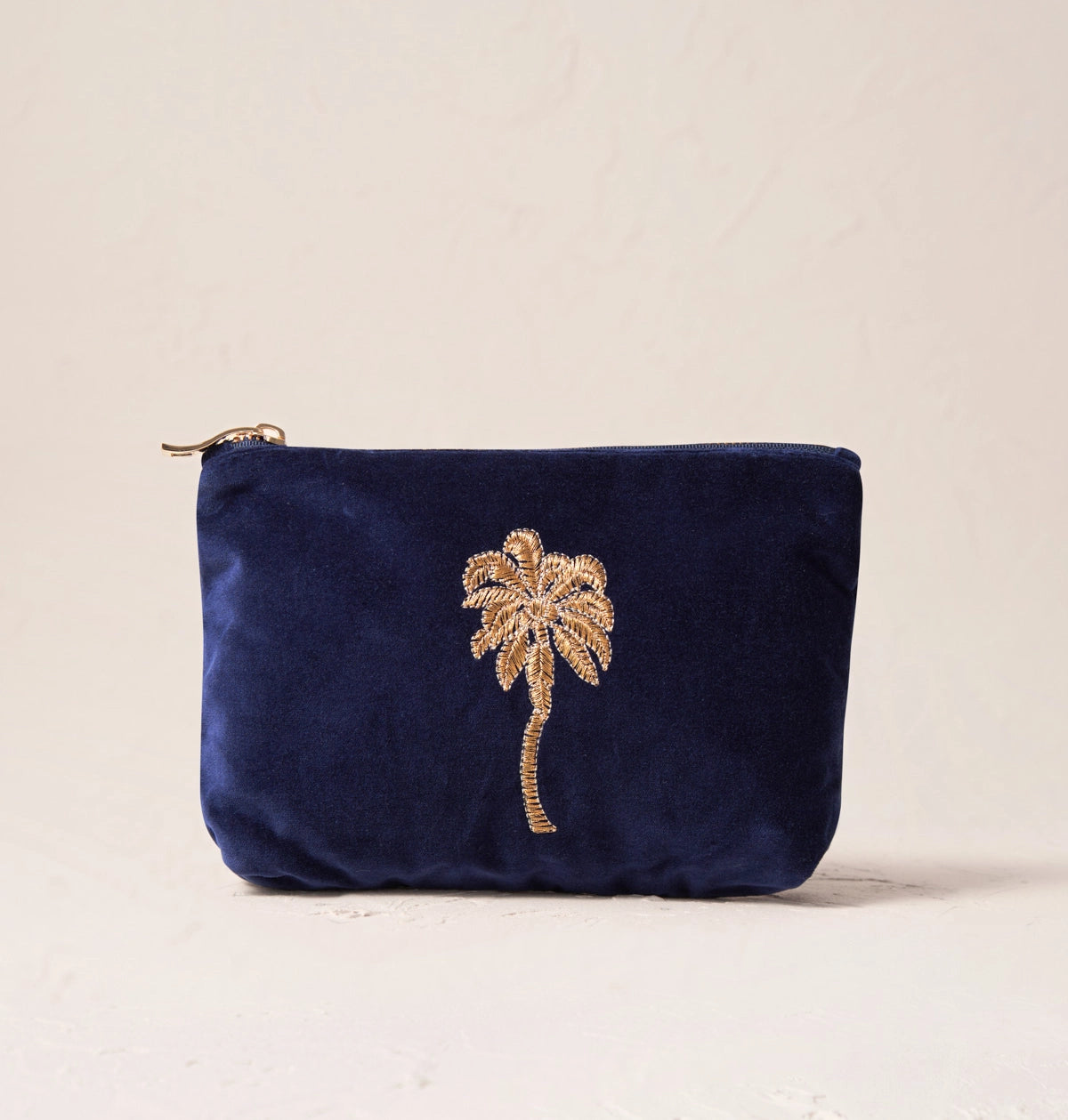 Heliotique | Elizabeth Scarlett Gold Palm Mini Pouch - Midnight Blue