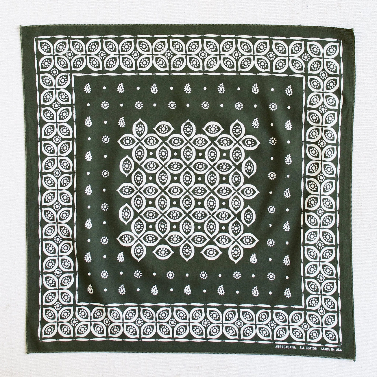 Heliotique Paisley Eye Cotton Bandana - Olive