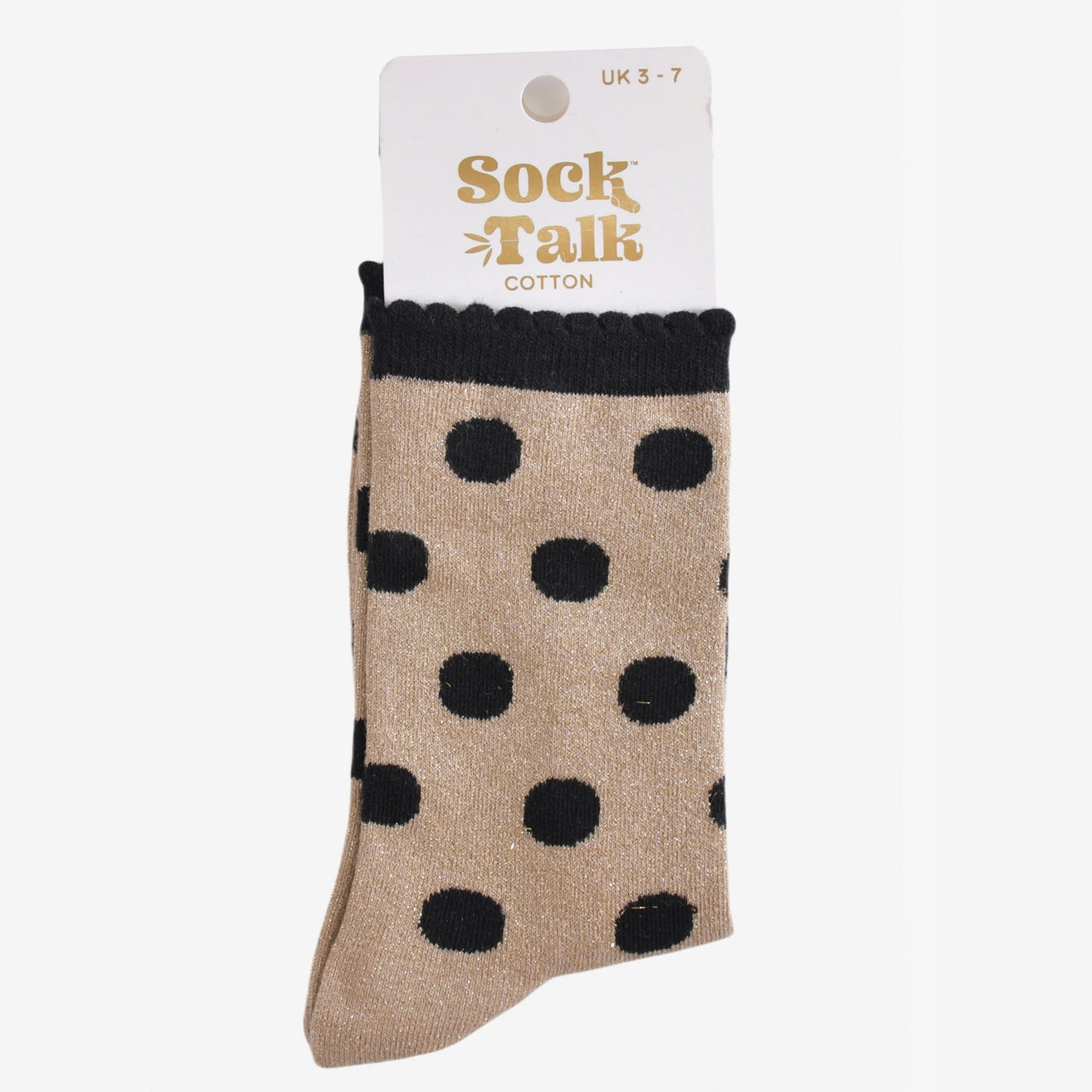 Heliotique Polka Dot Glitter Socks - Beige / Black