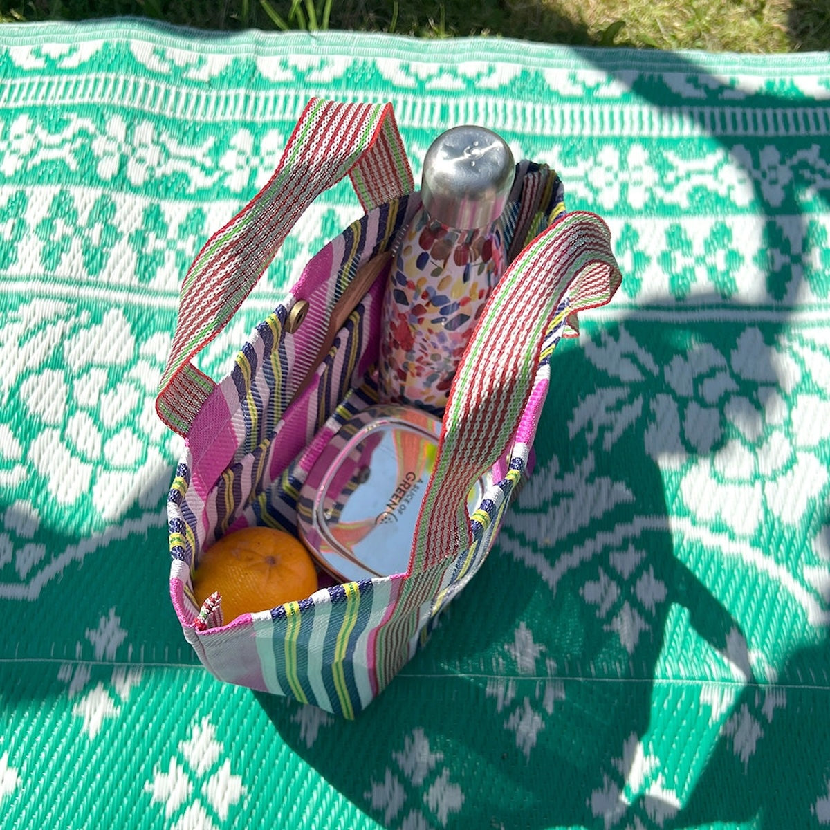 Recycled Woven Lunch Bag - Pink