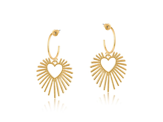 Heliotique | Big Metal London Selena Sunburst Hoop Earrings - Gold