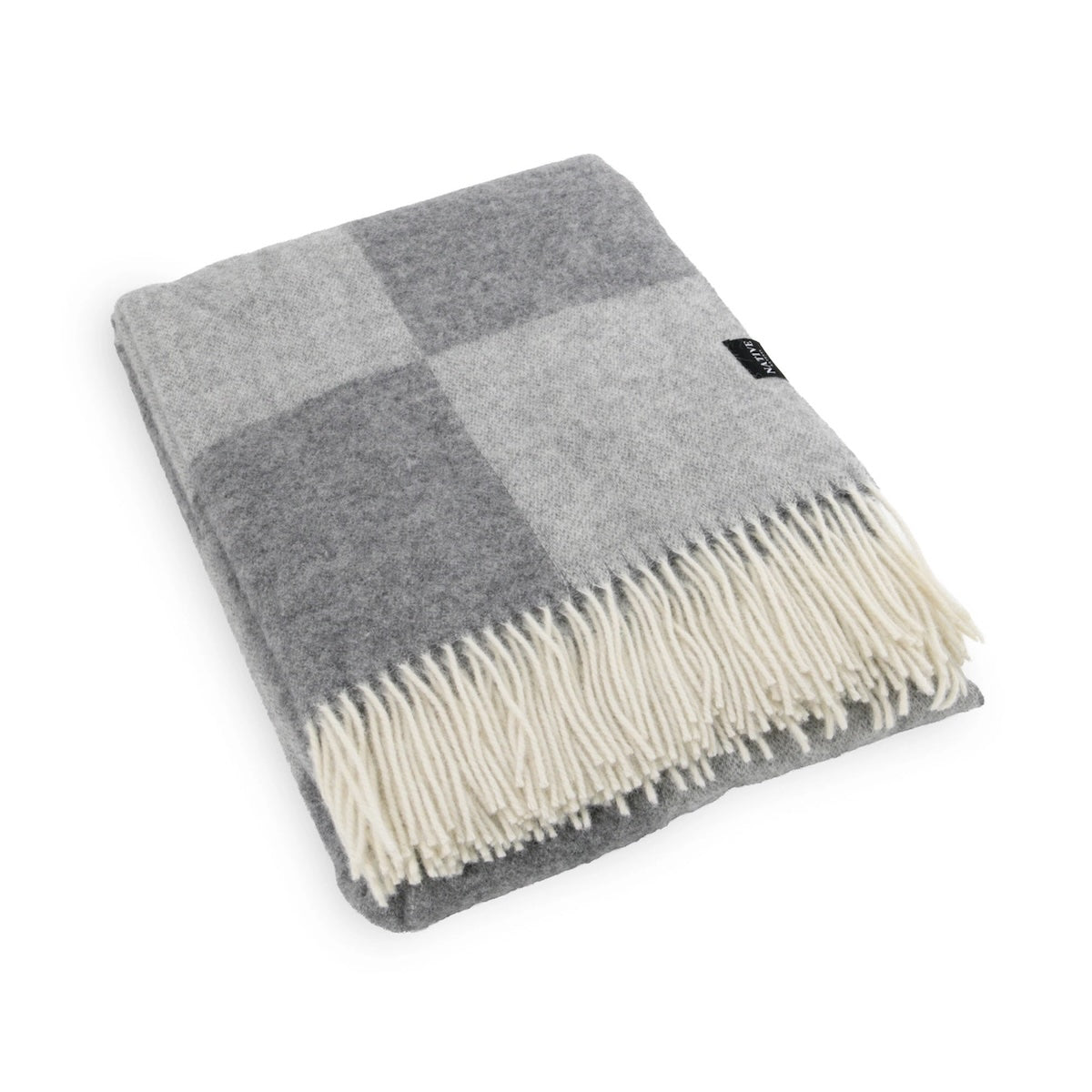Checker Board Wool Blanket - Light Grey