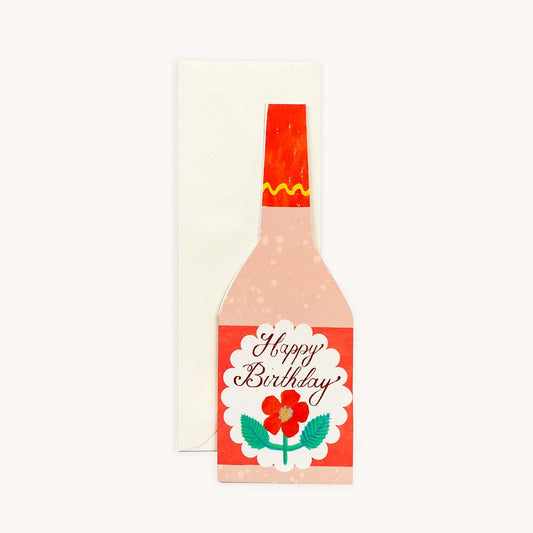 Heliotique Birthday Rose Wine Bottle Card