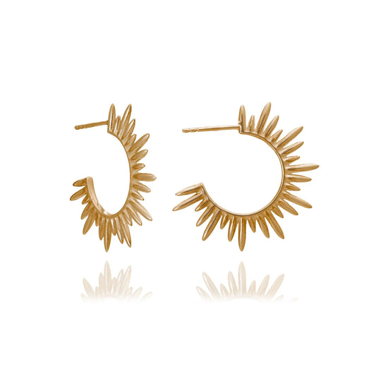 Heliotique | Ottoman Hands Electric Goddess Medium Hoops - Gold