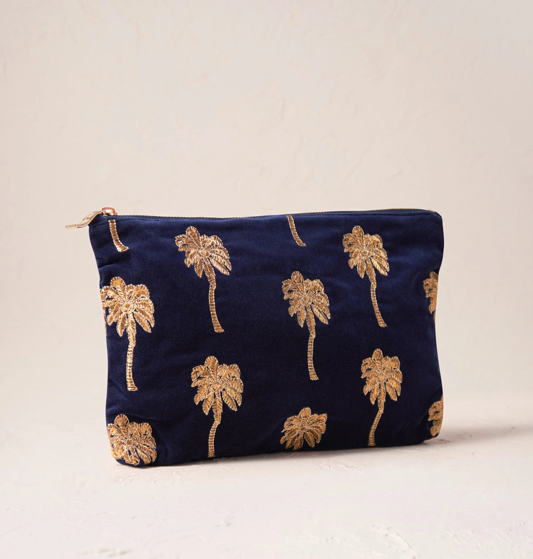 Heliotique | Elizabeth Scarlett Gold Palm Pouch - Midnight Blue