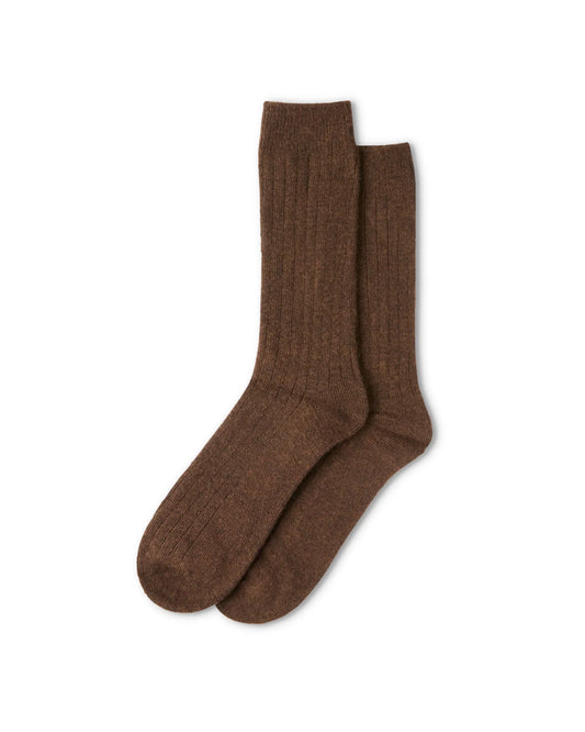Heliotique | Chalk Men's Cashmere Blend Socks - Chocolate Brown