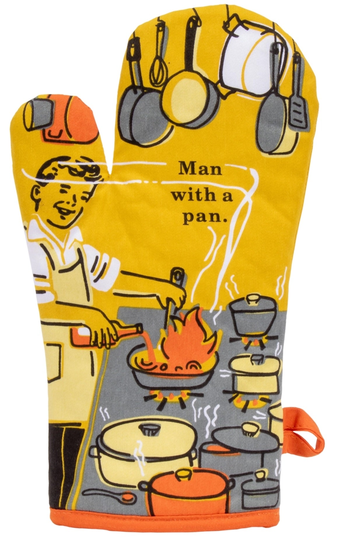 Heliotique | Blue Q Man With A Pan Oven Mitt