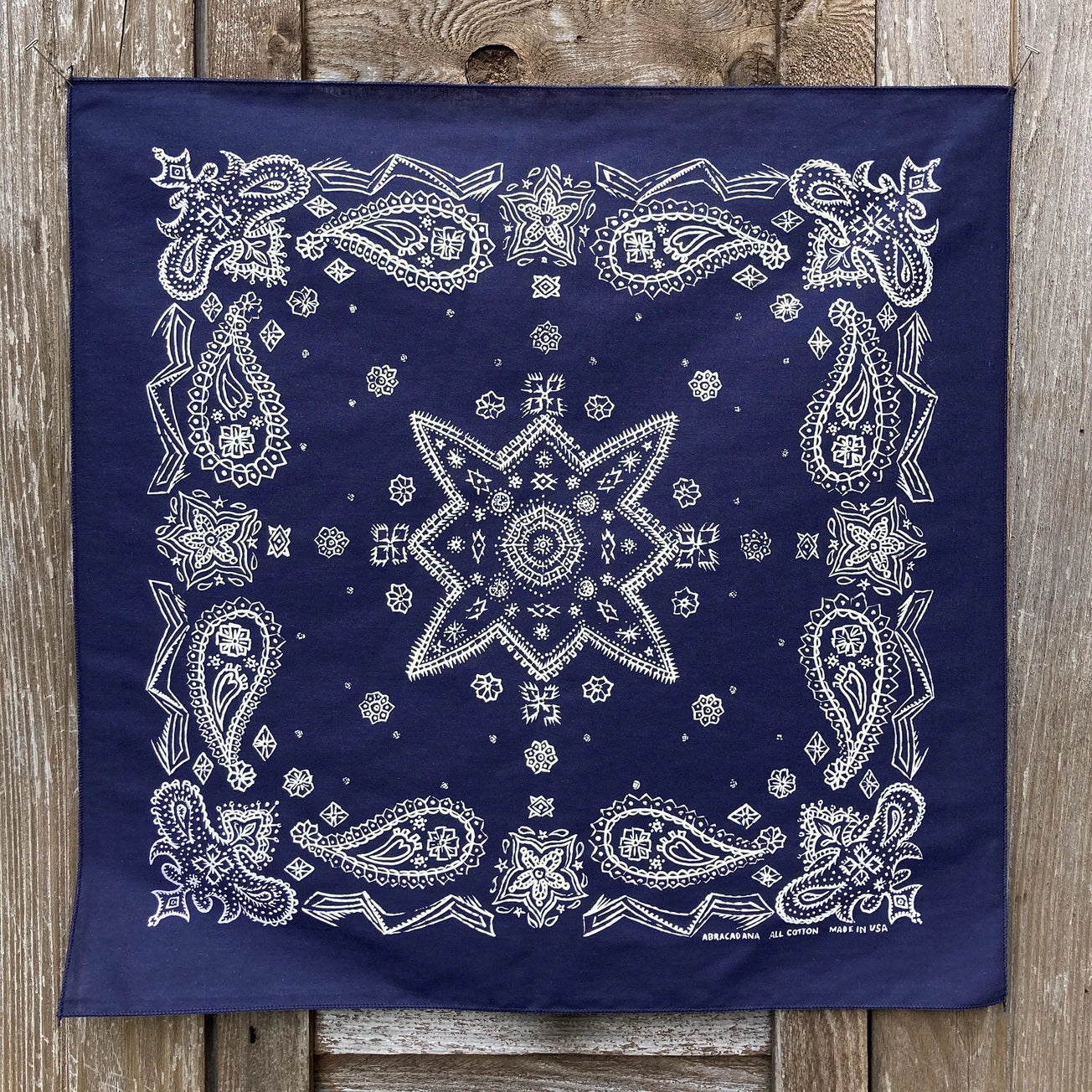 Heliotique Sketchy Paisley Cotton Bandana - Navy Blue