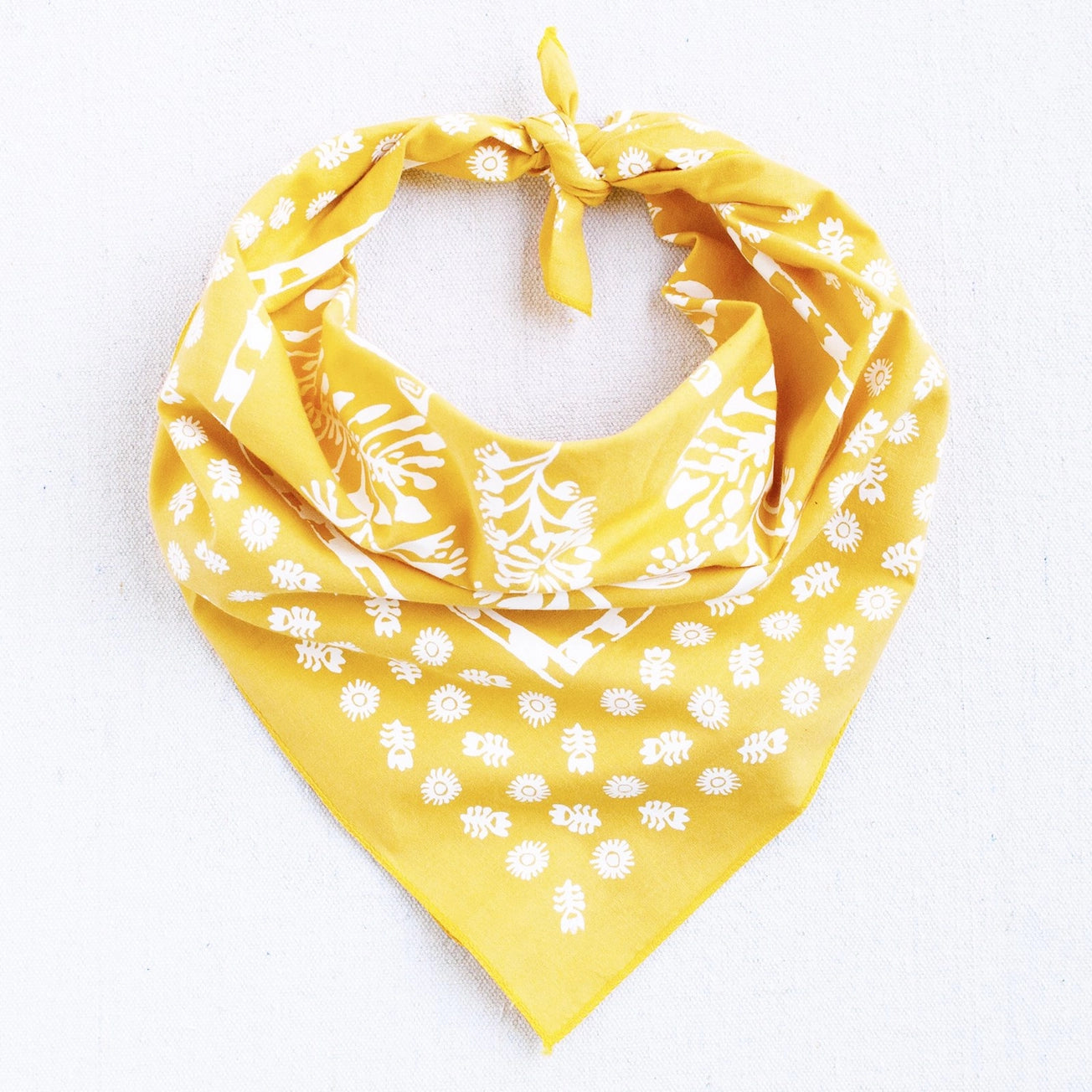 Heliotique Floral Cotton Bandana - Golden Yellow