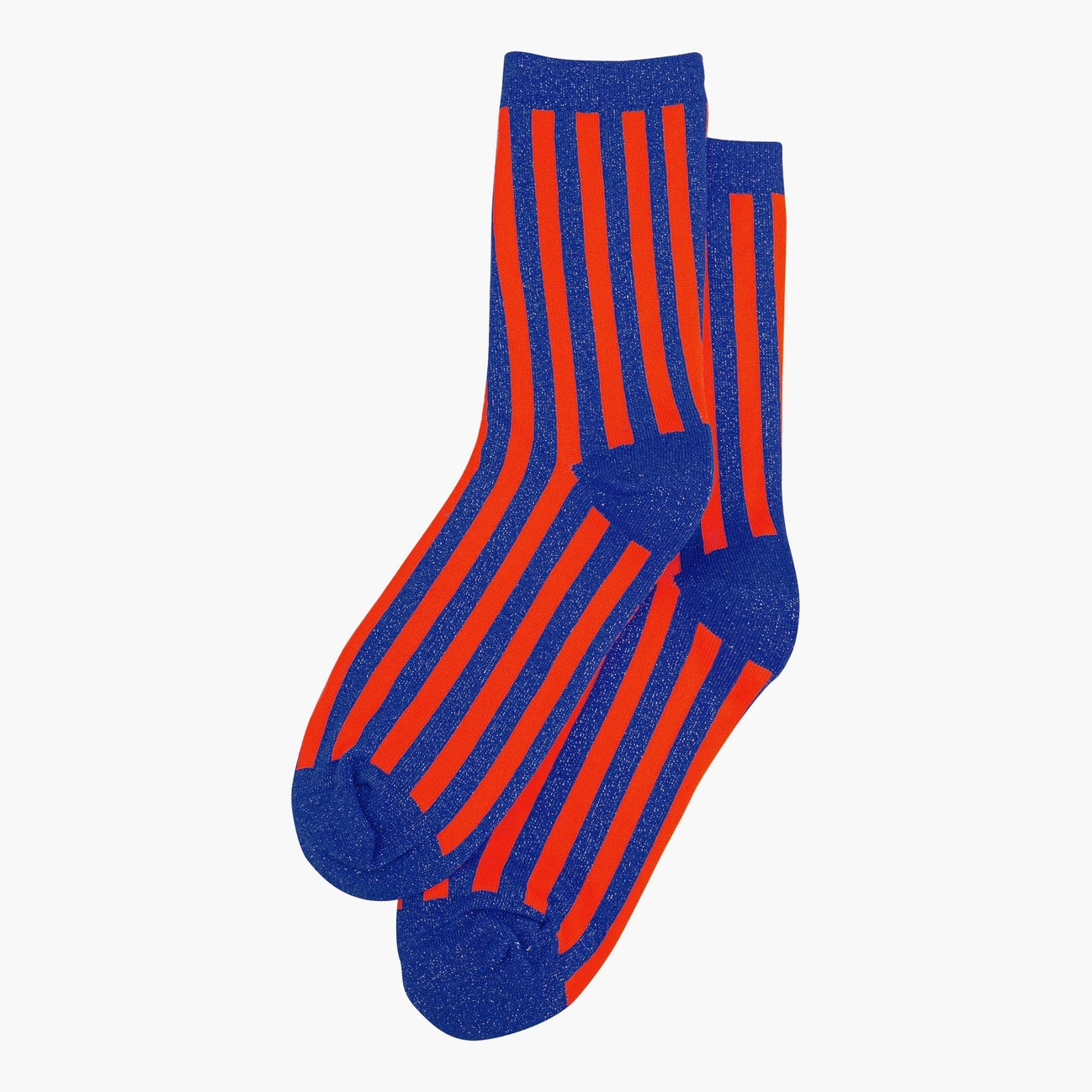 Vertical Stripe Glitter Socks - Blue / Red