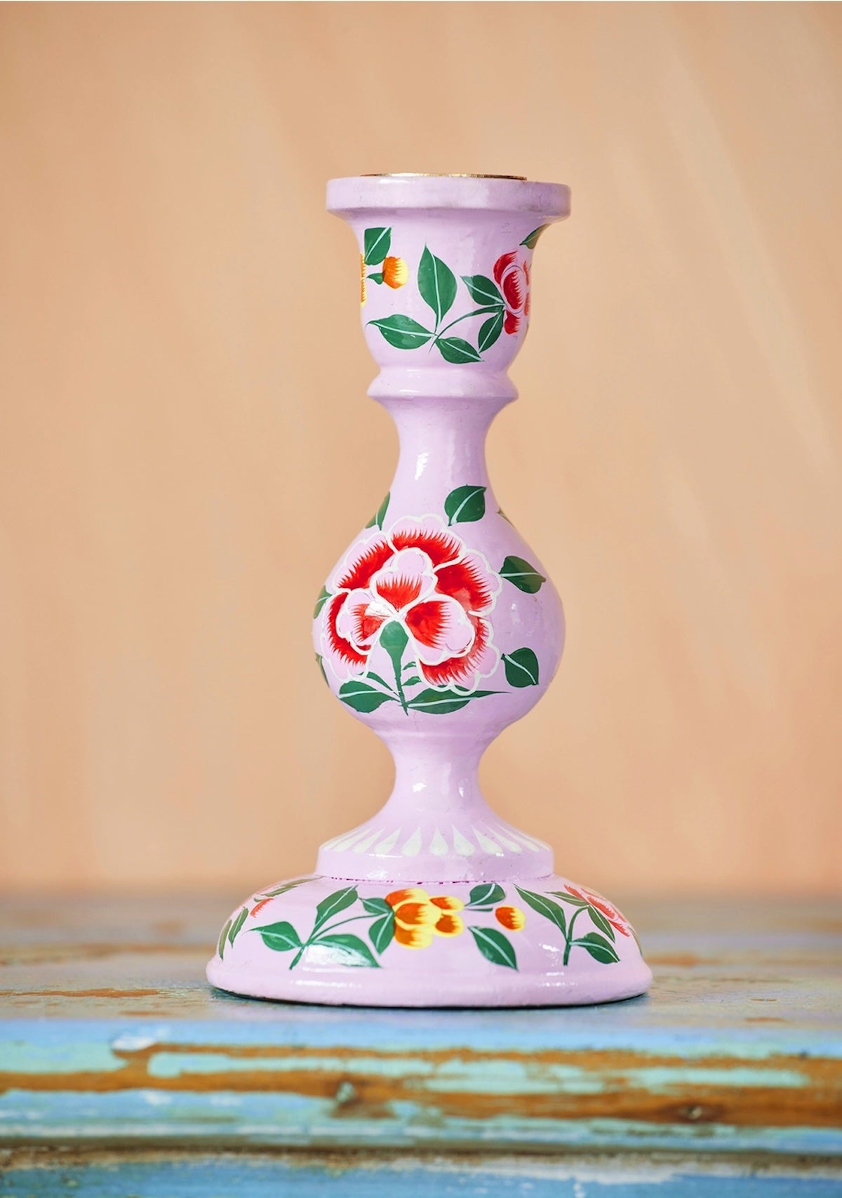 Heliotique Hand Painted Kashmiri Candlestick - Large