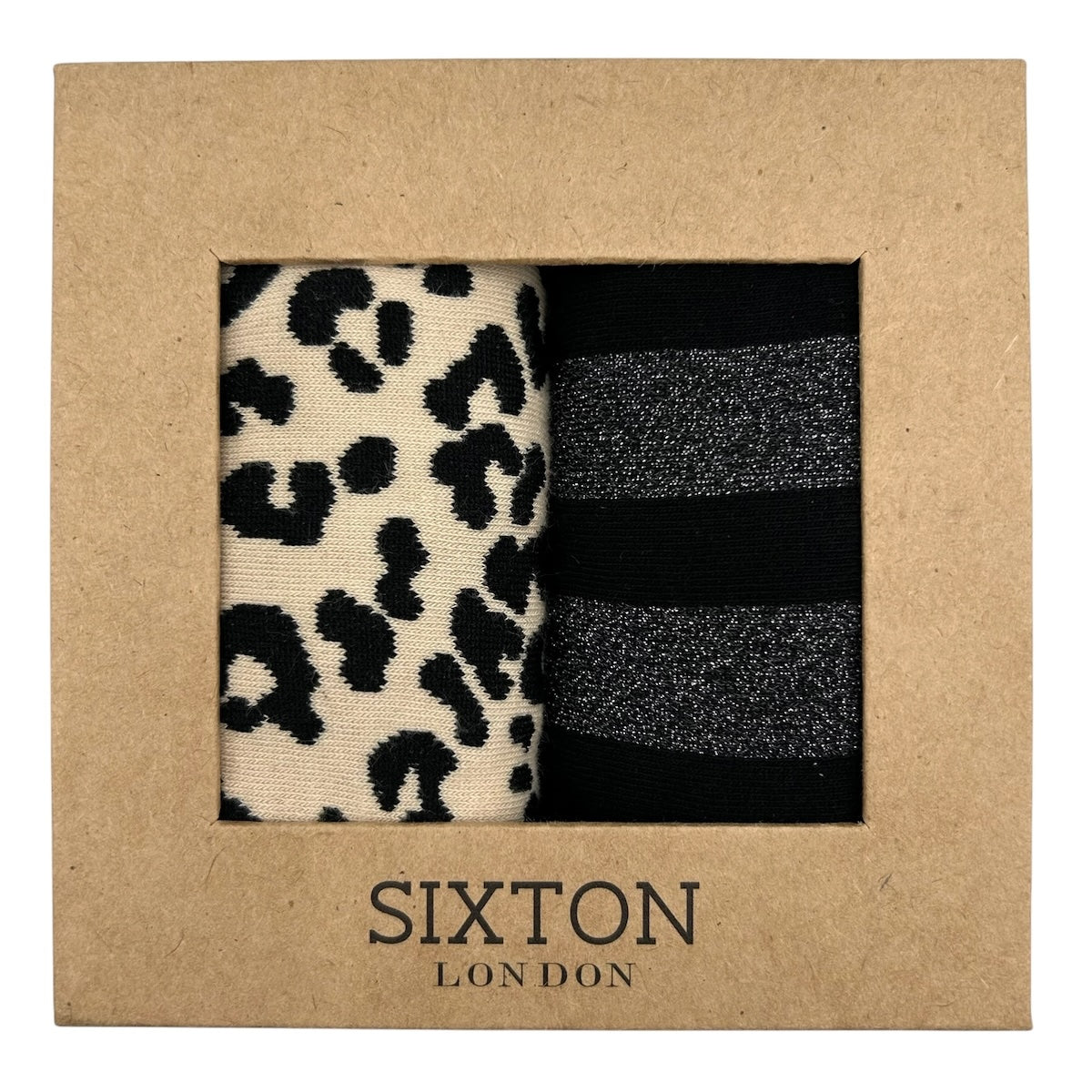 Heliotique | Sixton Sock Box Duo - Berlin Black & Cream Leopard