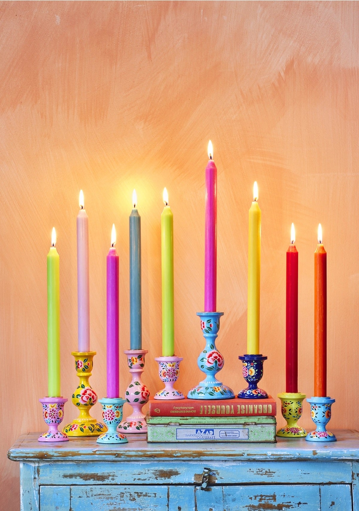 Heliotique Hand Painted Kashmiri Candlestick - Large