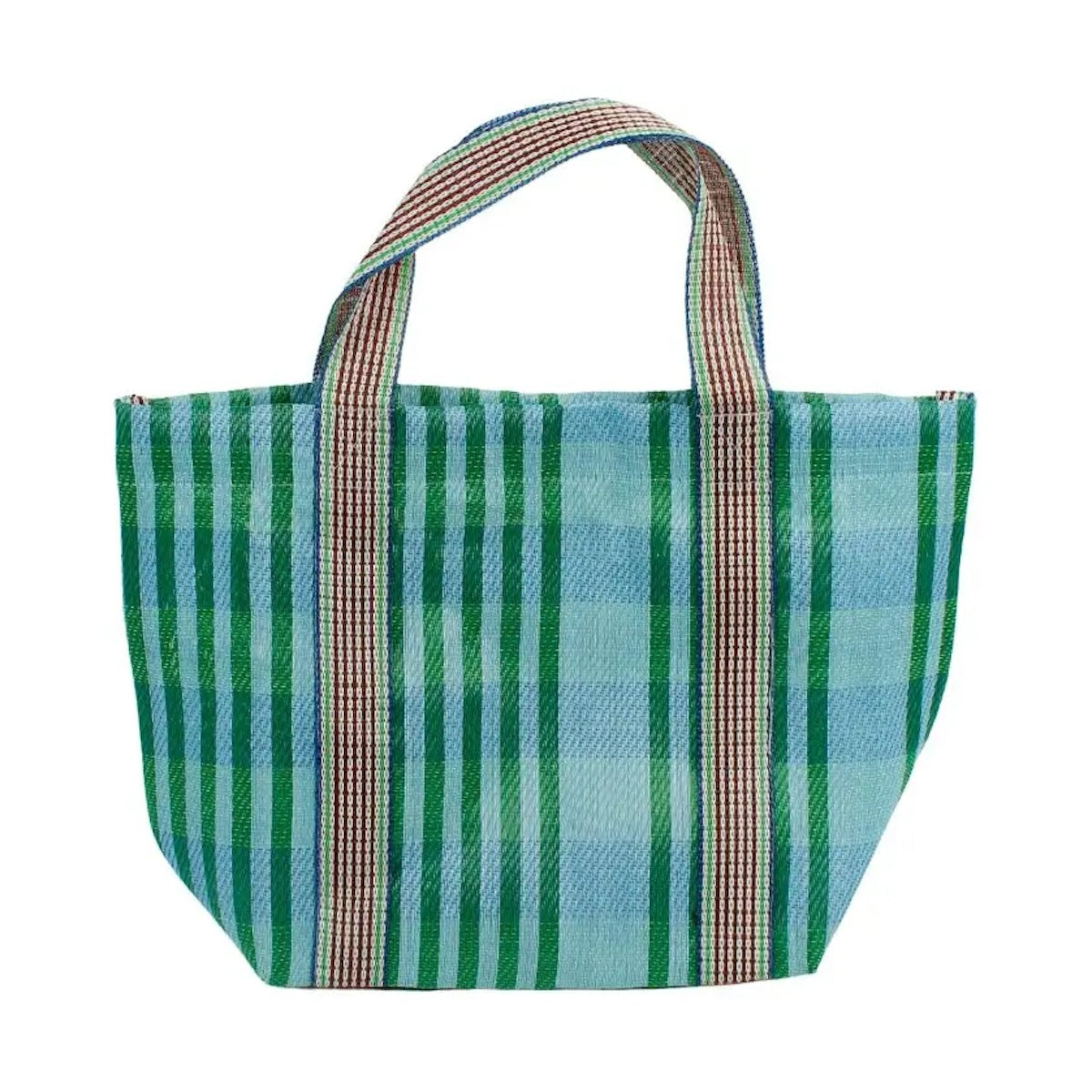 Recycled Woven Lunch Bag - Green / Blue