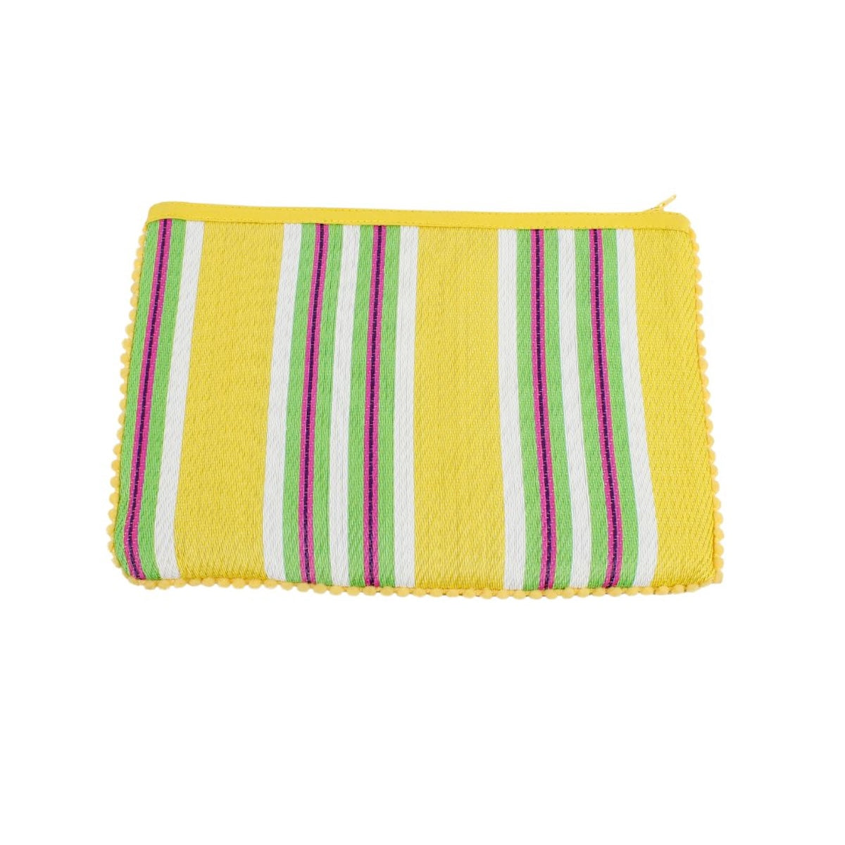 Recycled Woven Pom Pom Pouch - Yellow