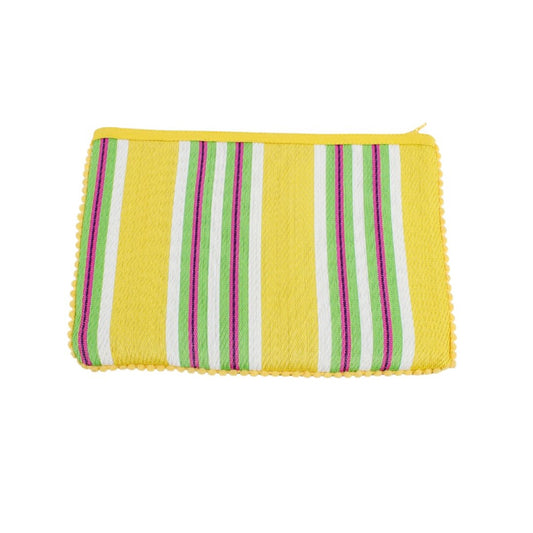 Recycled Woven Pom Pom Pouch - Yellow
