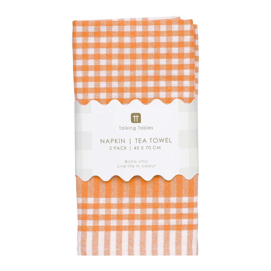 Set of 2 Gingham Tea Towels - Orange