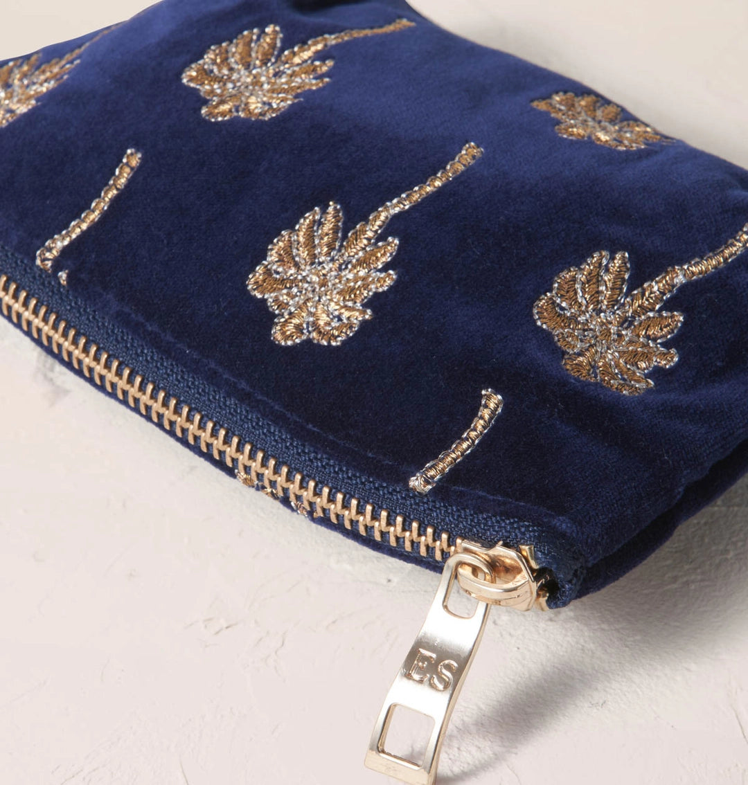 Heliotique | Elizabeth Scarlett Gold Palm Coin Purse - Midnight Blue