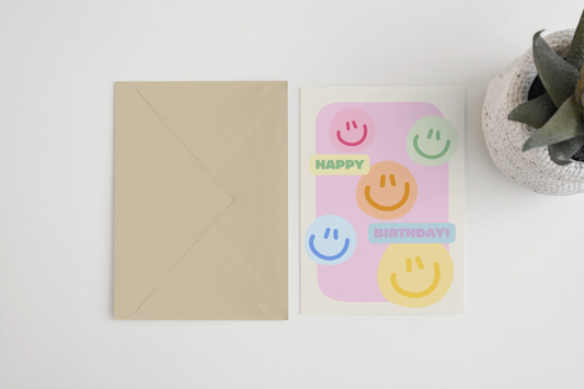Heliotique | Blue Iris Birthday Smiley Card